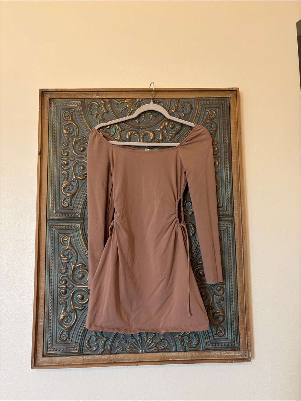 Hollister Brown Long-Sleeve Ruched Mini Dress